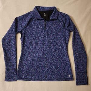 Gap Fit Purple Space Dye Half Zip Long Sleeve Pullover w/Thumbholes